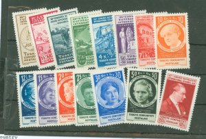 Turkey #B54-B68 Mint (NH) Single (Complete Set)