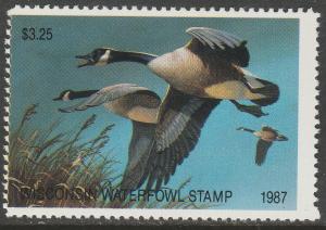 U.S.-WISCONSIN 10, STATE DUCK HUNTING PERMIT STAMP. MINT, NH. VF