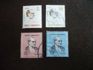 Stamps - Turkey - Scott#1832,1835,1836,1838- Used & Mint H Part Set of 4 Stamps