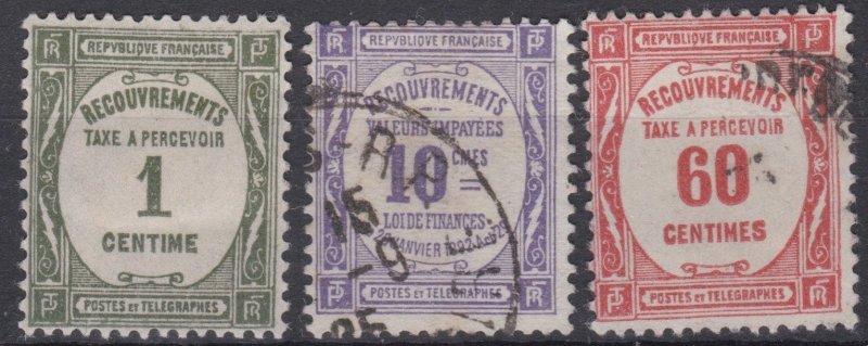 France 1927+ Wheat Sheaves Issues 3 values Mint + Used