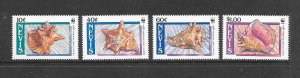 SHELLS - NEVIS #591-4  WWF  MNH