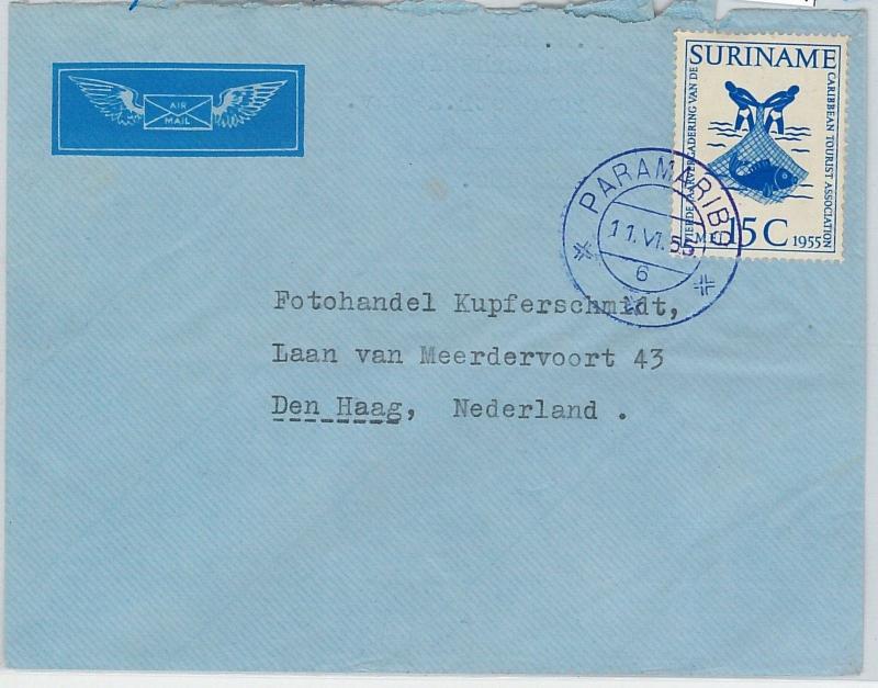 62274 -  SURINAME - POSTAL HISTORY -  COVER to HOLLAND 1955 - FISH FISHING