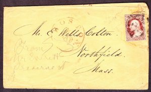 US 11 or 11a 1851 Issue 3c Washington on Cover (-075)