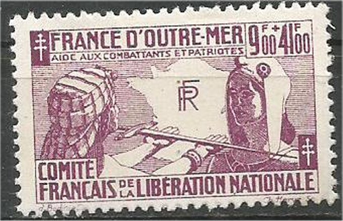 FRENCH COLONIES, 1943, MNH  9fr + 41fr  Patriots, Scott B2