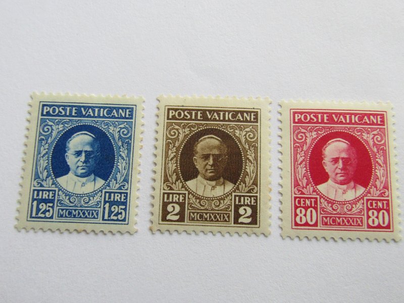 Vatican City, Scott # 9, 10, 8 Set ,Mint Hinge OG,