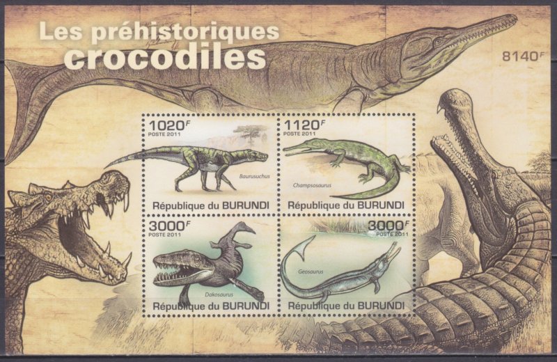 2011 Burundi 2074-77/B163 Dinosaurs 9,50 €