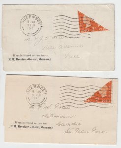 Guernsey 1941 2d Centenary Bisected on folded part invoice