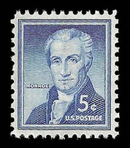 # 1038 MINT NEVER HINGED JAMES MONROE     VF+