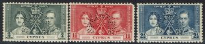 CYPRUS 1937 KGVI CORONATION SPECIMEN SET 