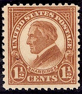 US Stamp #553 1 1/2c Harding MINT Hinged SCV $2.00