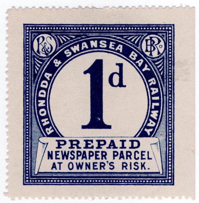 (I.B) Rhondda & Swansea Bay Railway : Prepaid Newspaper Parcel 1d