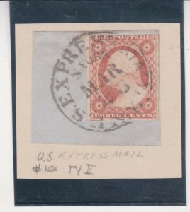 US Scott #10 US Express Mail SON on Peace Fancy Cancelation