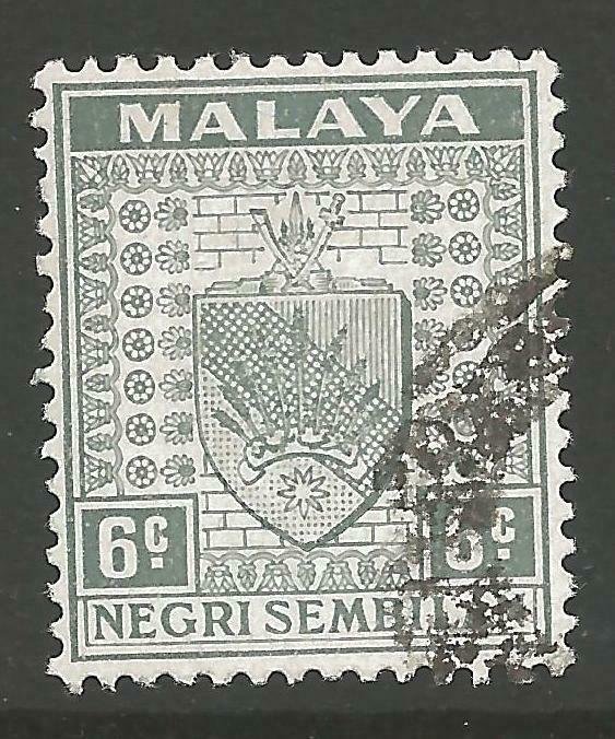 MALAYA NEGRI SEMBILAN SG28 1941 6c GREY USED