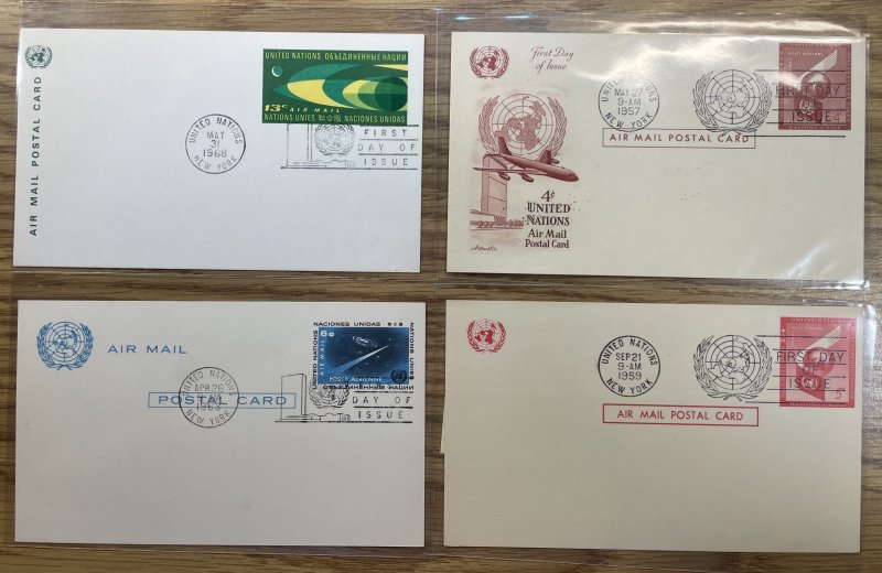 United Nations Postal Cards FDCs #UX2,UX3,UX4,UXC1,UXC3,UXC4,UXC5,UXC6 [PC23]