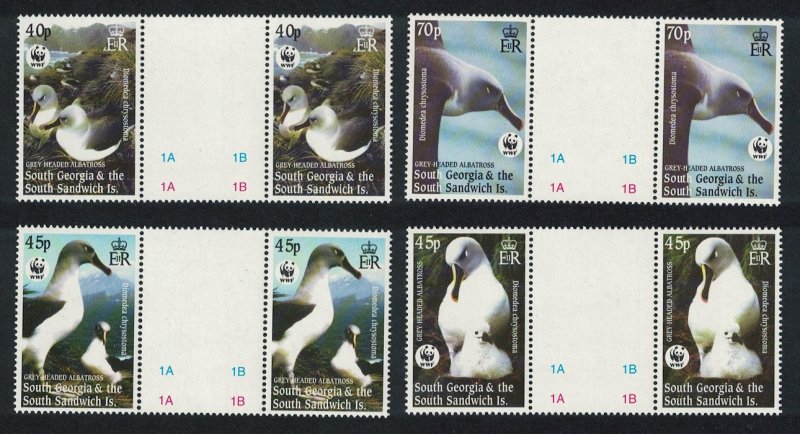 South Georgia Birds WWF Grey-headed Albatross 4v Gutter Pairs 2003 MNH