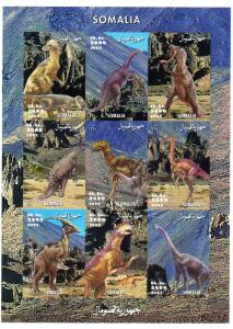 Somalia 2002  DINOSAURS-PREHISTORIC ANIMALS Sheetlet (9) IMPERFORATED MNH