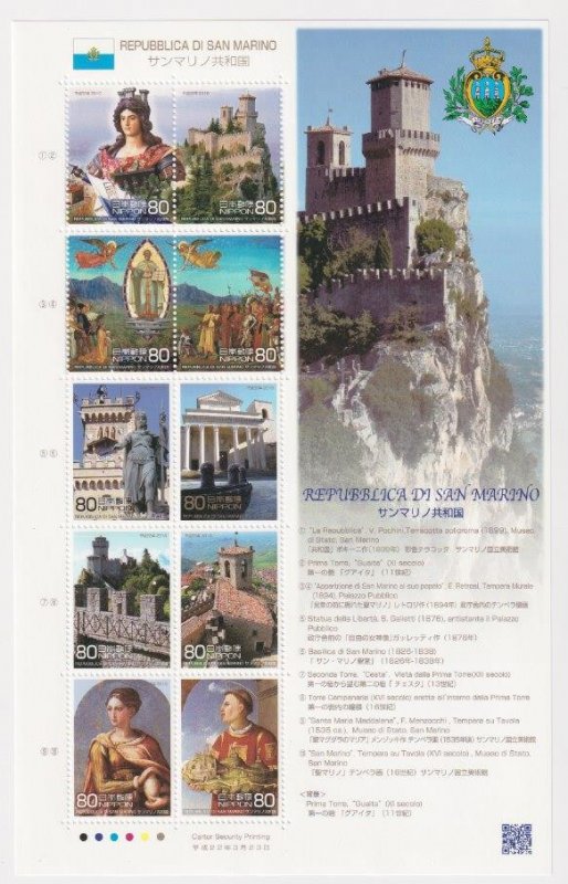 JAPAN 2010  sheet Joint Issue with San Marino MNH / M750