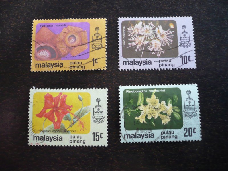 Stamps - Malaya Penang-Scott# 81,84-86- Used Part Set of 4 Stamps