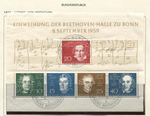 GERMANY-Scott 804 - Beethoven Souviner Sheet -1959 - VFU - Souviner Sheet