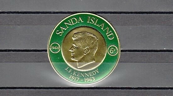 Sanda Island. Gold Coin Stamp showing President Kennedy. ^