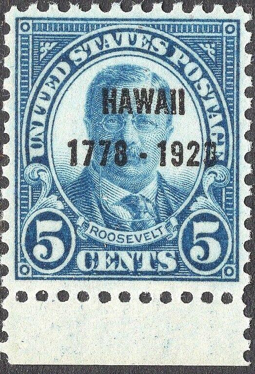 #648 SUPERB MNH OG-5c HAWAII OVERPRINT-NICE GEM STAMP-WITH ATTACHED SELVAGE #B