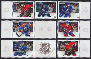HOCKEY NHL JERSEY = Canada 2013 #2669a-g MNH Set of 7 EMBOSSED stamps