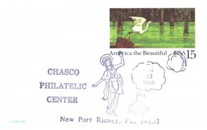 US SPECIAL PICTORIAL CANCEL POSTAL CARD CHASCO PHILATELIC CENTER RICHEY FL 1989