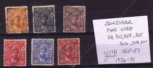 Zanzibar 1926 Definitives (with Serifs) Part Set [Used]