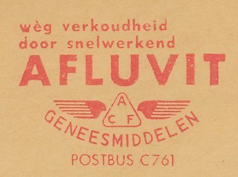 Meter cover Netherlands 1964 Pharmaceuticals - Medicines - Chinine - Afluvit - C