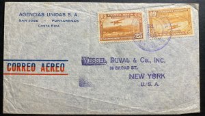 1938 San Jose Costa Rica Commercial Airmail Cover To New York USA