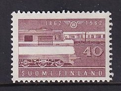 Finland   #390   MNH  1962  state railways   locomotive  40m