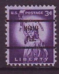 Miami FL, 1035-71 Bureau Precancel, 3¢ Statue of Liberty