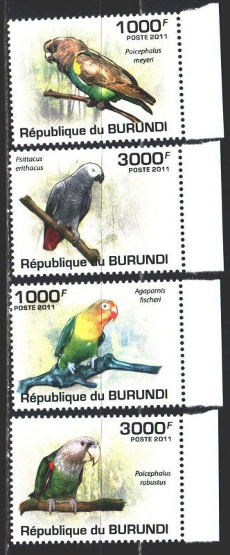Burundi. 2011. 1974-77. Parrots, birds. MNH.