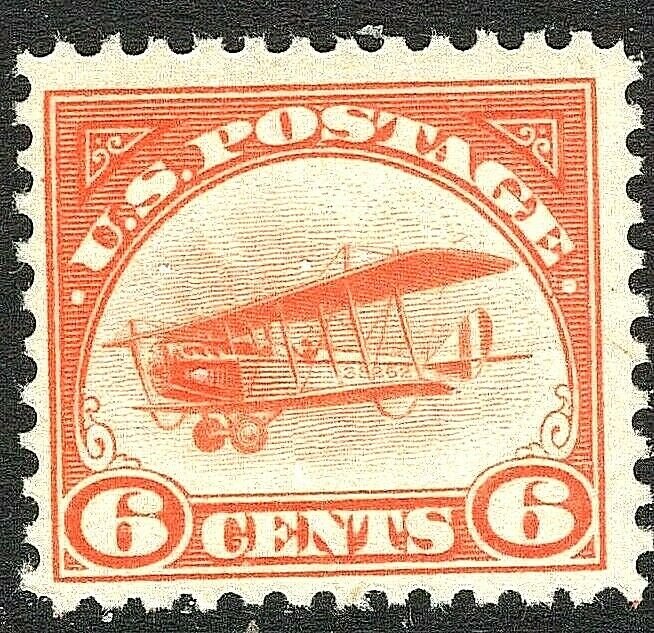 [ST]   US #C1 ~1st Airmail Stamp ~ 1918 'Jenny' Mail Transport Plane ~ MNH OG