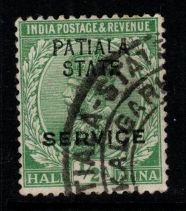 INDIA-PATIALA SGO36b 1913 ½a BRIGHT GREEN USED