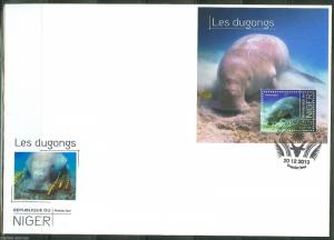 NIGER  2013 DUGONGS SOUVENIR SHEET  FIRST DAY COVER