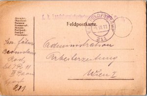 Austria Soldier's Free Mail 1918 K.u.K. Feldpostamt 211 Feldpostcard to Wien ...