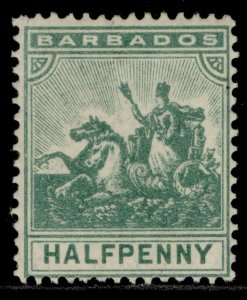 BARBADOS EDVII SG136, ½d green, LH MINT. Cat