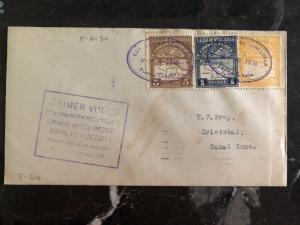 1930 Maracaibo Venezuela First Flight cover FFC to Canal Zone USA