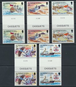 Alderney  SG A47-A51  SC# 60-64  Ships  MNH Gutter pairs  see scan