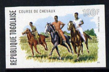 Togo 1974 Horses Racing 100f unmounted mint IMPERF from H...