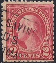634 2 cent Washington, Carmine Stamp used F