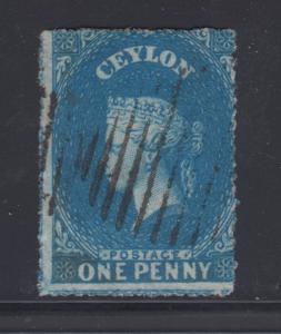 Ceylon SG 19 used 1861 1p light blue Queen Victoria, usual centering, sound