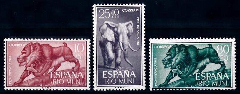 [68187] Spanish Colony Rio Muni 1961 Wildlife Elephant Monkey Child Aid  MNH