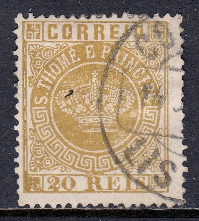 St. Thomas and Prince Islands - Scott #3 - Used - See description - SCV $2.75