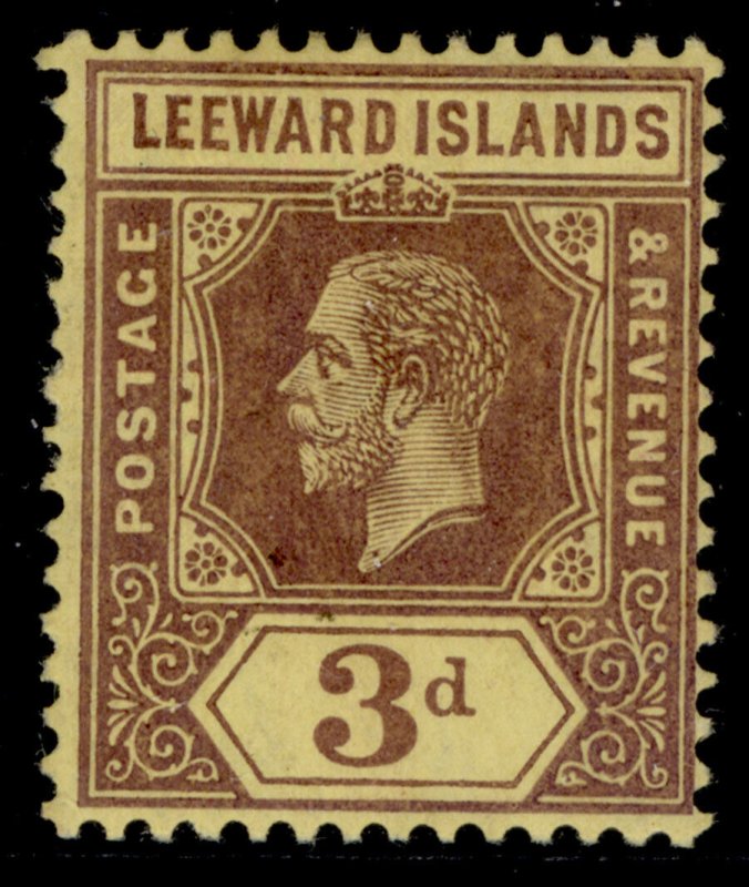 LEEWARD ISLANDS GV SG51b, 3d purple/lemon, M MINT.