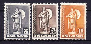 Iceland 229-231 MNH 1939-45 Thorfinn Karlsefni Statue