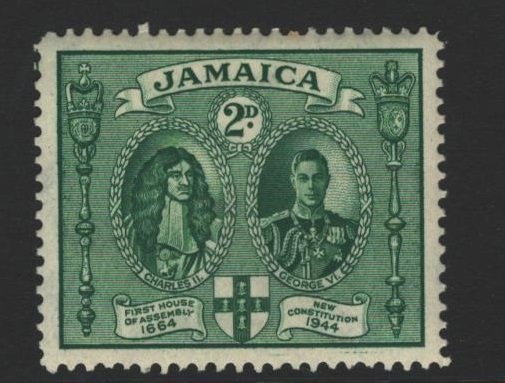 Jamaica Sc#130 MH - toning on gum