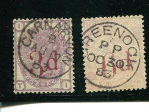 Great Britain #94 XF  #95 pale print both with premium cancel