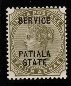 INDIA-PATIALA SGO13 1891 4a OLIVE-GREEN MTD MINT